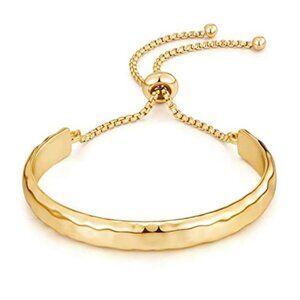 14K Gold Adjustable Slider Bracelet Dainty Bangle Chain